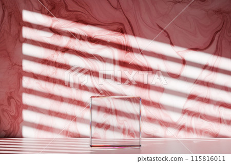 3D rendering of transparent podium for product presentation in room 3D rendering of transparent podium for product presentation in room 115816011