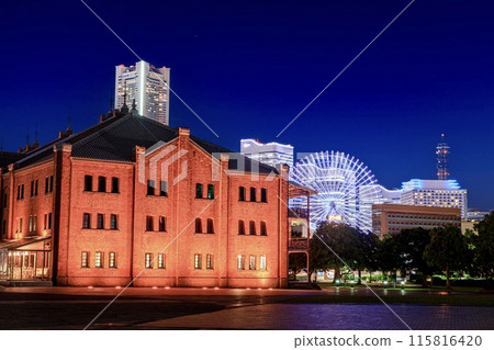 Yokohama City, Yokohama Red Brick Warehouse illumination and Minato Mirai 21 night view 115816420