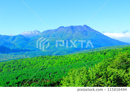 Mount Togakushi, Mount Kurohime and Mount Takatsuma in June Mount Togakushi, Mount Kurohime and Mount Takatsuma in June 115816494
