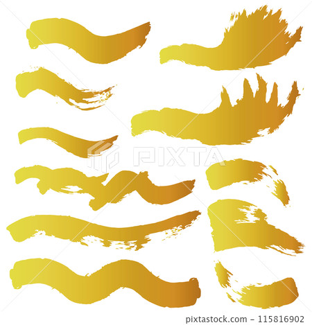 Japanese-style material: Illustration of gold lines drawn with a brush, vector 115816902