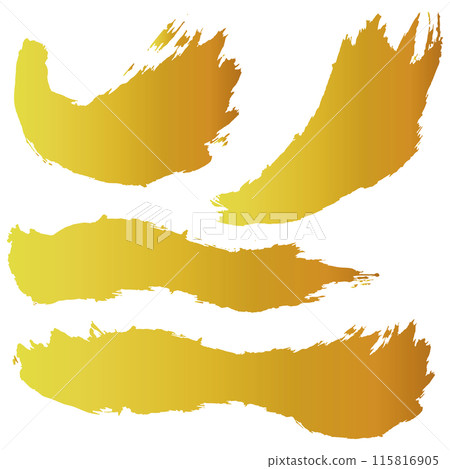 Japanese-style material: Illustration of gold lines drawn with a brush, vector 115816905