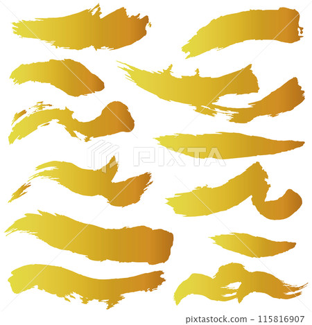 Japanese-style material: Illustration of gold lines drawn with a brush, vector 115816907