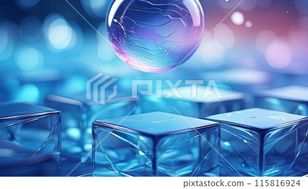 Blue futuristic clear 3D abstract background material - Space 115816924
