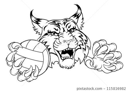 Wildcat Cougar Lynx Lion Volleyball Claw Mascot 115816982