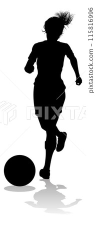 Female Soccer Football Player Woman Silhouette Female Soccer Football Player Woman Silhouette 115816996