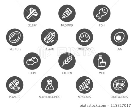 Allergen Food Major Allergy Icons 115817017