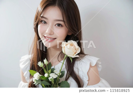 拿著白色花束的女人,複製空間“AI 生成圖像” 拿著白色花束的女人,複製空間“AI 生成圖像” 115818925