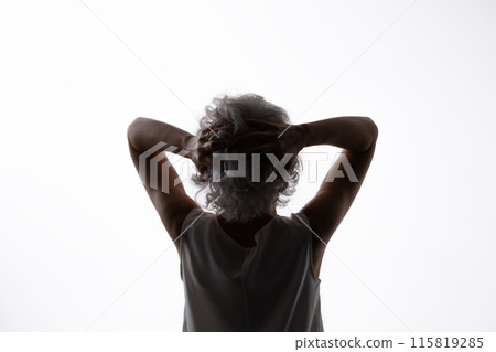 Surprised senior woman silhouette Surprised senior woman silhouette 115819285