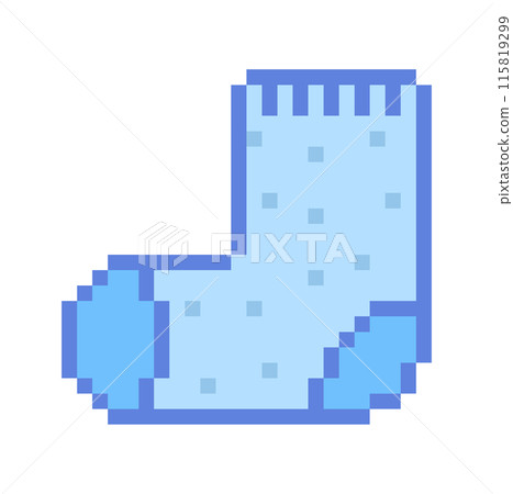 Pixel illustration of blue socks Pixel illustration of blue socks 115819299