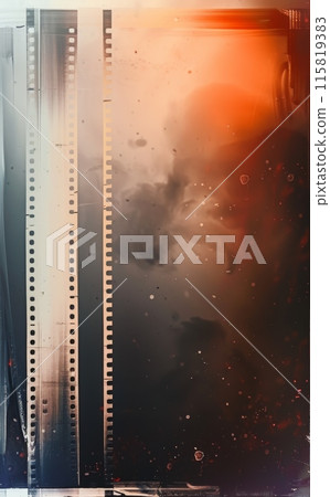 Abstract film strip with blurred white and gray stripes on a textured background 115819383