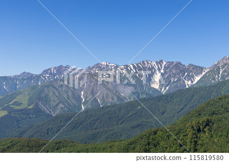 夏季從長野縣看到的雄偉的北大雪山脈 115819580