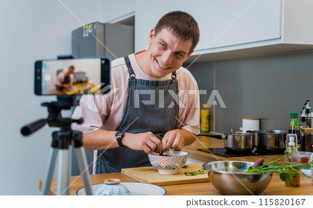 The chef is broadcasting live from workshop how to prepare a vegetarian massaman curry The chef is broadcasting live from workshop how to prepare a vegetarian massaman curry 115820167