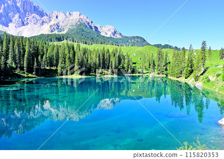 Lake Carezza, the "Jewel of the Dolomites" Lake Carezza, the "Jewel of the Dolomites" 115820353