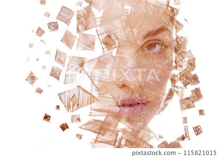 An artistic female paintography portrait closeup An artistic female paintography portrait closeup 115821015