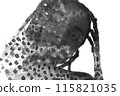 A female portrait silhouette in a balck and white paintography 115821035