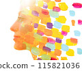 A creative paint strokes paintography profile portrait of a woman 115821036