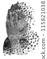 A balck and white male portrait in a textured paintography 115821038