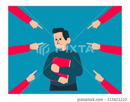Blame in society and pointing finger. Racist bullying concept vector Blame in society and pointing finger. Racist bullying concept vector 115821222