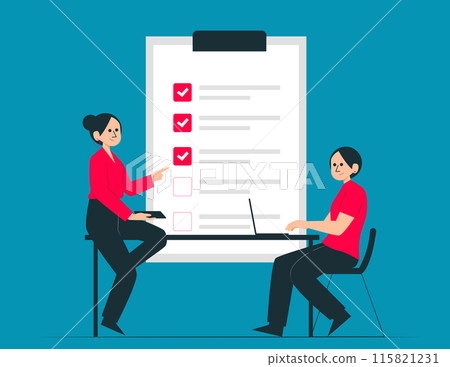 Team fill out checklist. Todo list vector concept 115821231