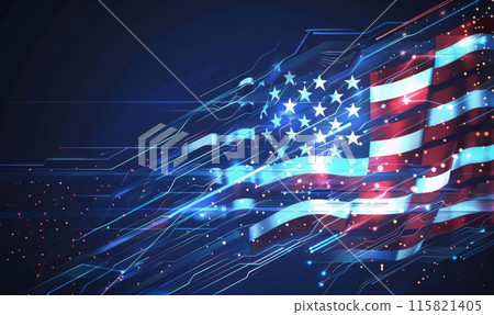 Abstract technological USA flag, template background Abstract technological USA flag, template background 115821405