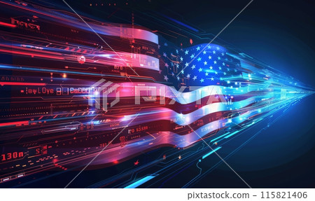 Abstract technological USA flag, template background Abstract technological USA flag, template background 115821406
