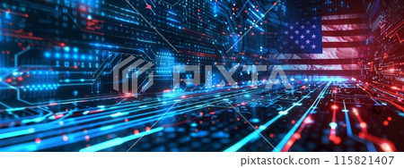 Abstract technological USA flag, template background Abstract technological USA flag, template background 115821407
