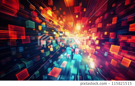 Abstract geometric background with futuristic technology cubes. Glowing cubes, blockchain concept. Abstract geometric background with futuristic technology cubes. Glowing cubes, blockchain concept. 115821515