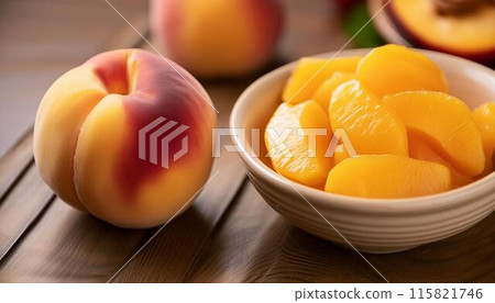 Fresh flesh of a ripe yellow peach 1 115821746
