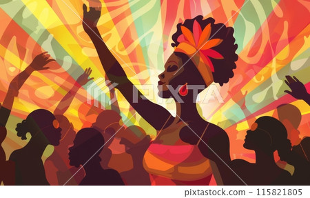 Juneteenth holidays concept. Celebration of freedom, diversity and African culture. 115821805