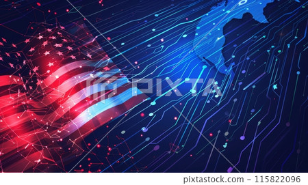 Abstract technological USA flag, template background 115822096