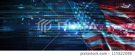 Abstract technological USA flag, template background Abstract technological USA flag, template background 115822098