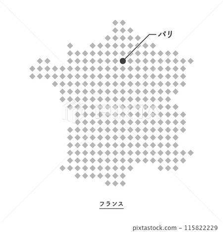 Map of France and location of Paris - simple modern grey diamond dot map 115822229