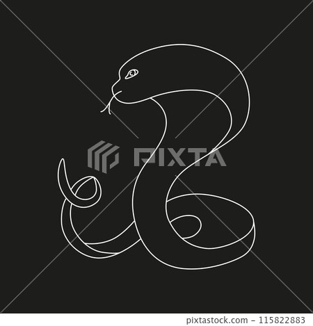 Snake line - symbol Chinese oriental New Year 2025 symbol. Vector stock hand drawing illustration for design template tattoo or congratulations greeting card, banner, calendar. Editable stroke. EPS10 Snake line - symbol Chinese oriental New Year 2025 symbol. Vector stock hand drawing illustration for design template tattoo or congratulations greeting card, banner, calendar. Editable stroke. EPS10 115822883
