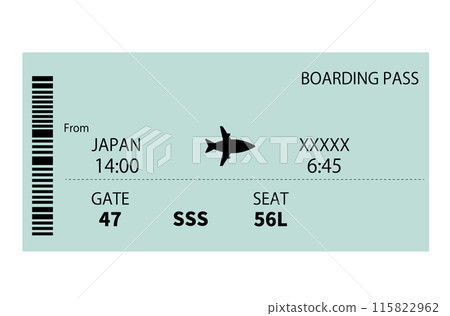 International plane ticket. International airline ticket. Boarding pass. Vector illustration 115822962