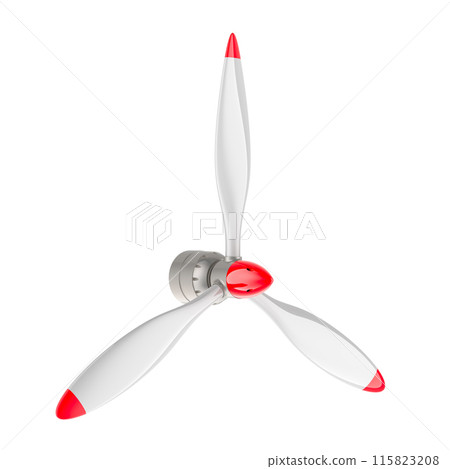 White Airplane Propeller with 3 blades, 3D rendering White Airplane Propeller with 3 blades, 3D rendering 115823208