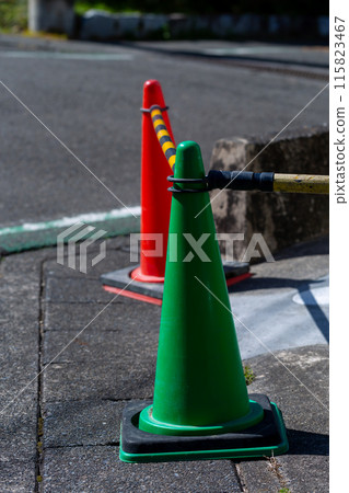 Traffic cones at a construction site 115823467