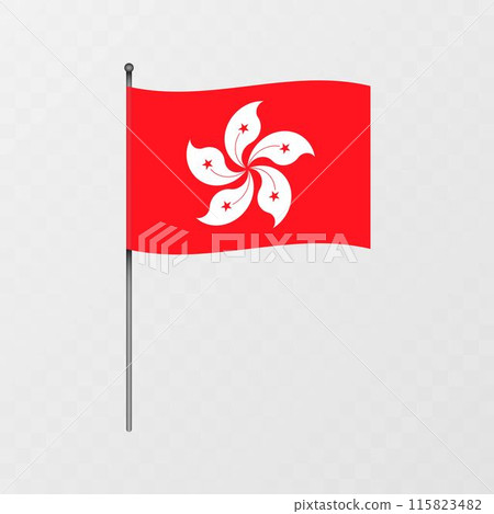 Hong Kong flag on flagpole. Vector illustration. Hong Kong flag on flagpole. Vector illustration. 115823482