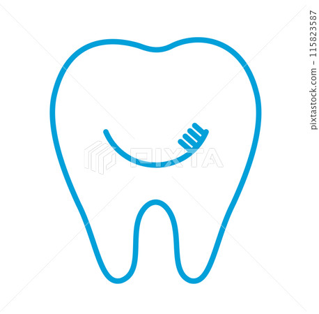 Tooth outline with smile brush. Tooth outline with smile brush. 115823587