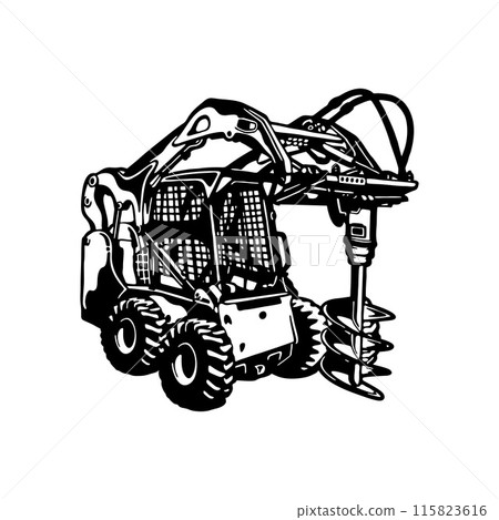 Skid Steer jackhammer - Vector Image Special Vehicles, Heavy Equipment 115823616