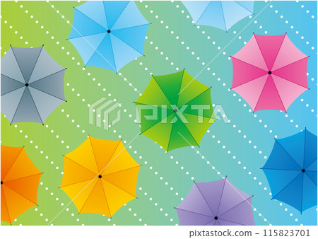 Illustration of a colorful umbrella in the rain 115823701
