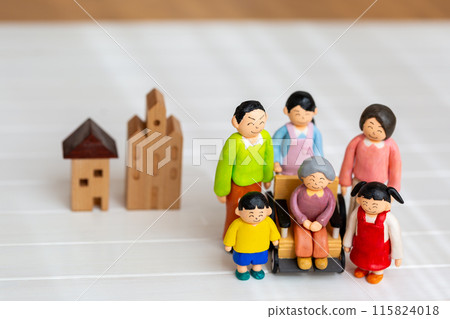 手工紙黏土娃娃家庭住宅兩戶人家 115824018