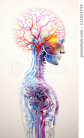 3D Illustration of human brain nerve tracts based Generate AI 115824734
