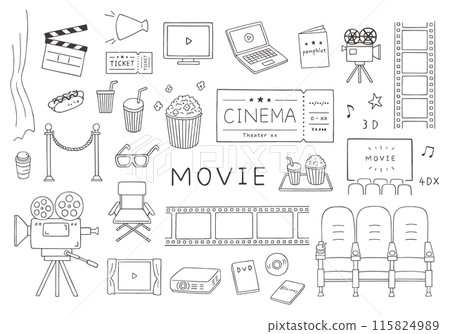 與電影相關的手繪插圖集（單色） 115824989
