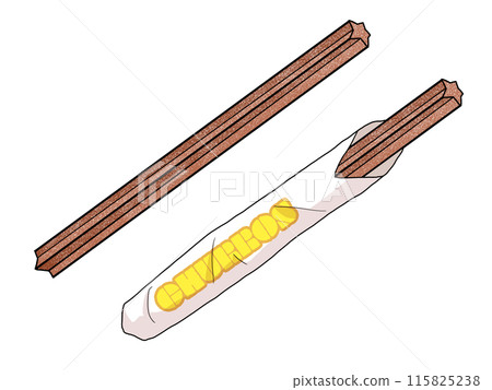Illustration set of churros in a bag and churros without a bag Illustration set of churros in a bag and churros without a bag 115825238