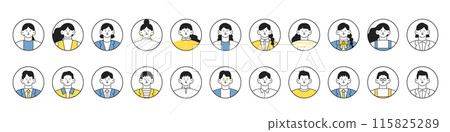 Smiling men and women upper body illustration set Smiling men and women upper body illustration set 115825289