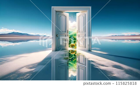 另一個世界透過湖上的一扇白色的門連接起來 另一個世界透過湖上的一扇白色的門連接起來 115825818