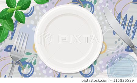 Background illustration of a dining table seen from directly above_16:9 115826559
