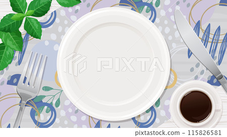 Background illustration of a dining table seen from directly above_16:9 115826581