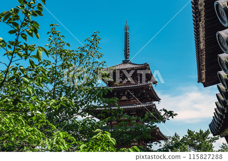 The five-story pagoda of the World Heritage site of Horyu-ji Temple 115827288