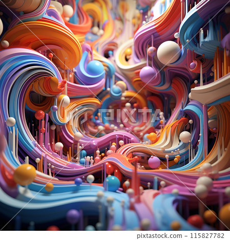 A Mesmerizing 3D Abstract Multicolor Visualization , Generate AI 115827782